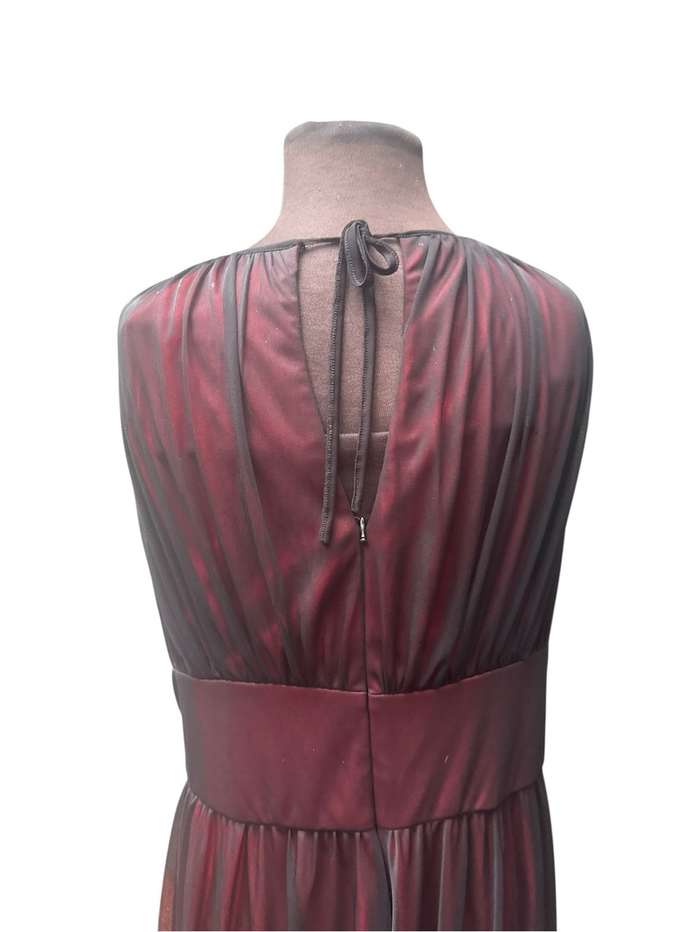 Y2K Jessica Howard Dark Romantic Beaded Waist Midi Dress XL 16 Sheer Black Red - Picture 5 of 8